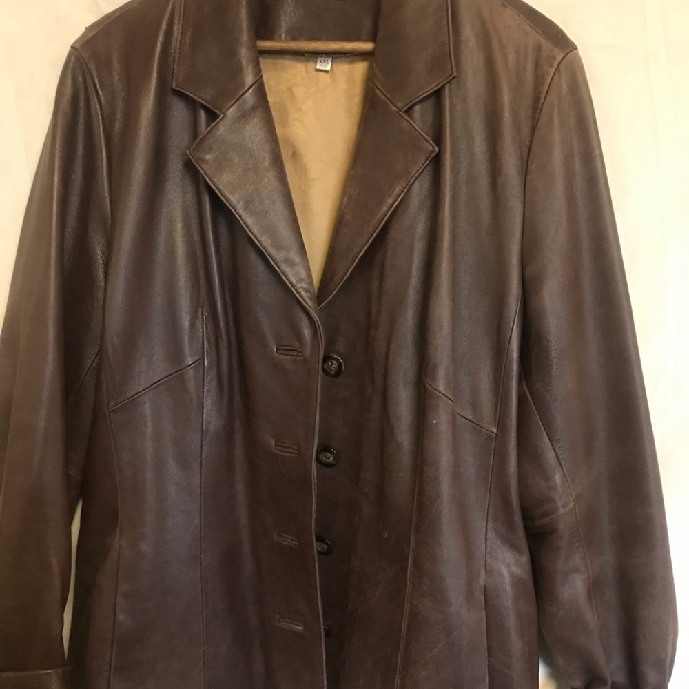 Brown leather jacket